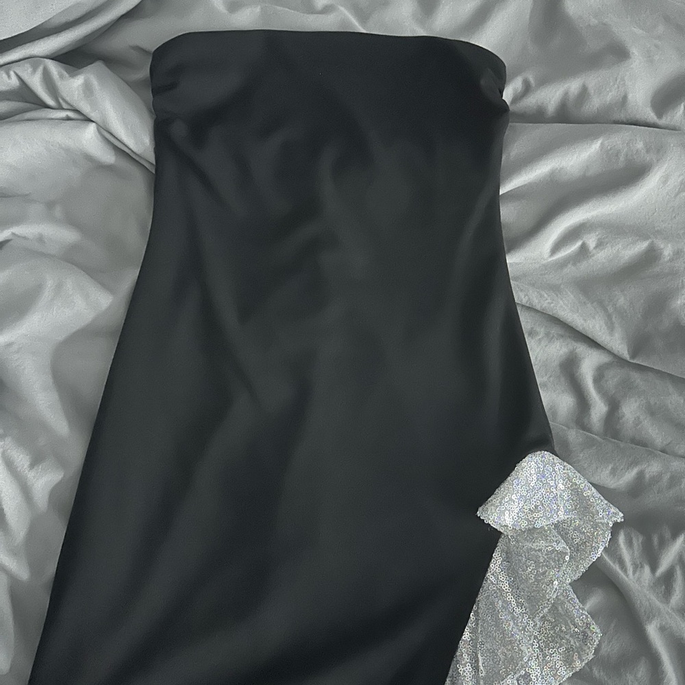 Lucy in the Sky Black Strapless Dress with Silver Accent